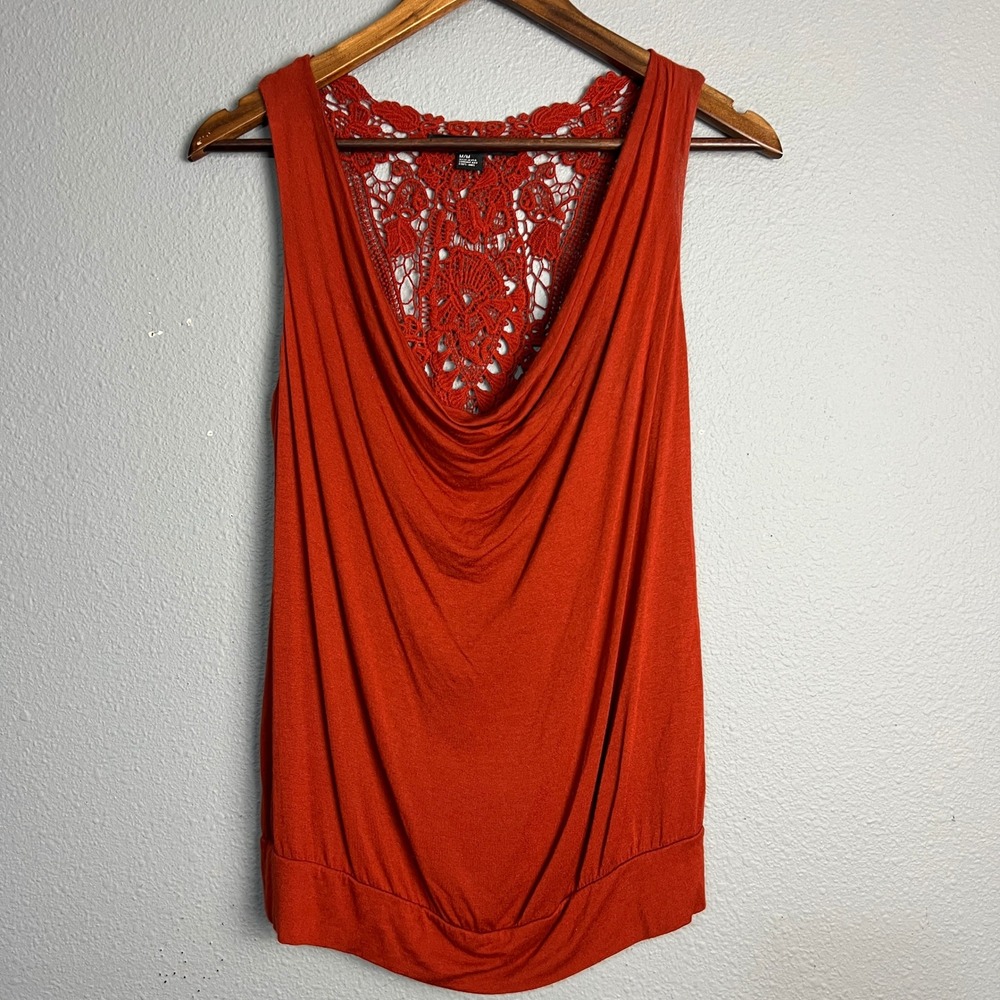 Forever 21 Crochet Y2K‎ Back Tank Top Sleeveless Blouse Casual Orange M/M